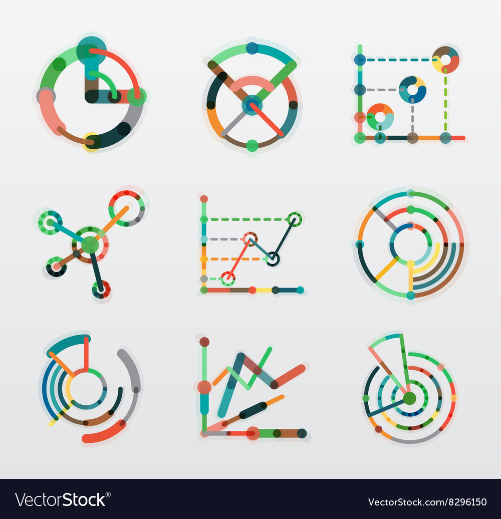 Thin line chart logo set graph icons modern