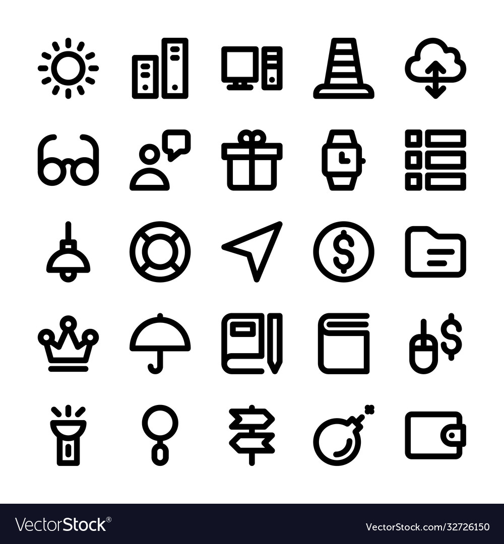 User interface bold line icons collection