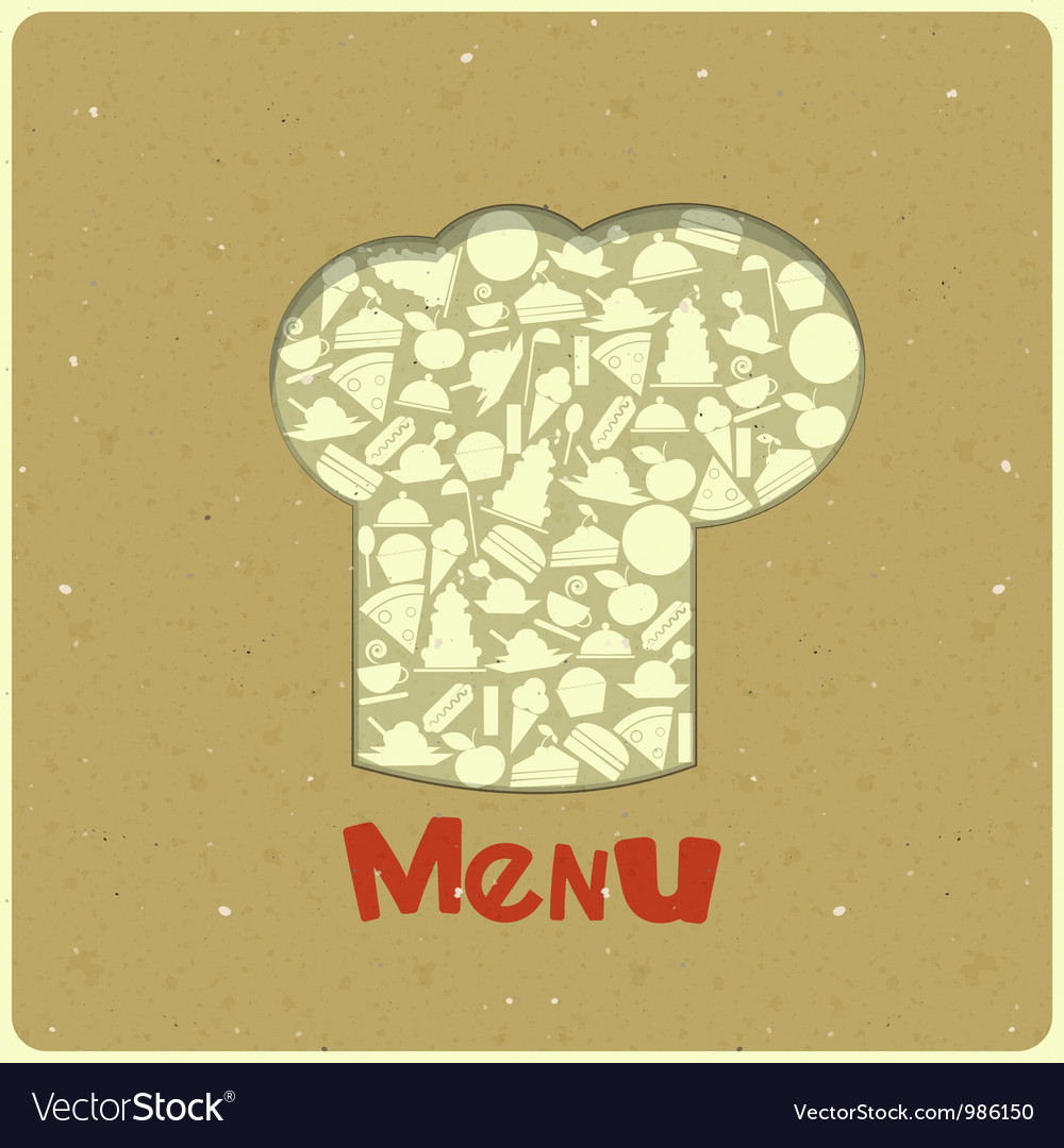 Vintage Menu Card Designs with chefs hat Vector Image