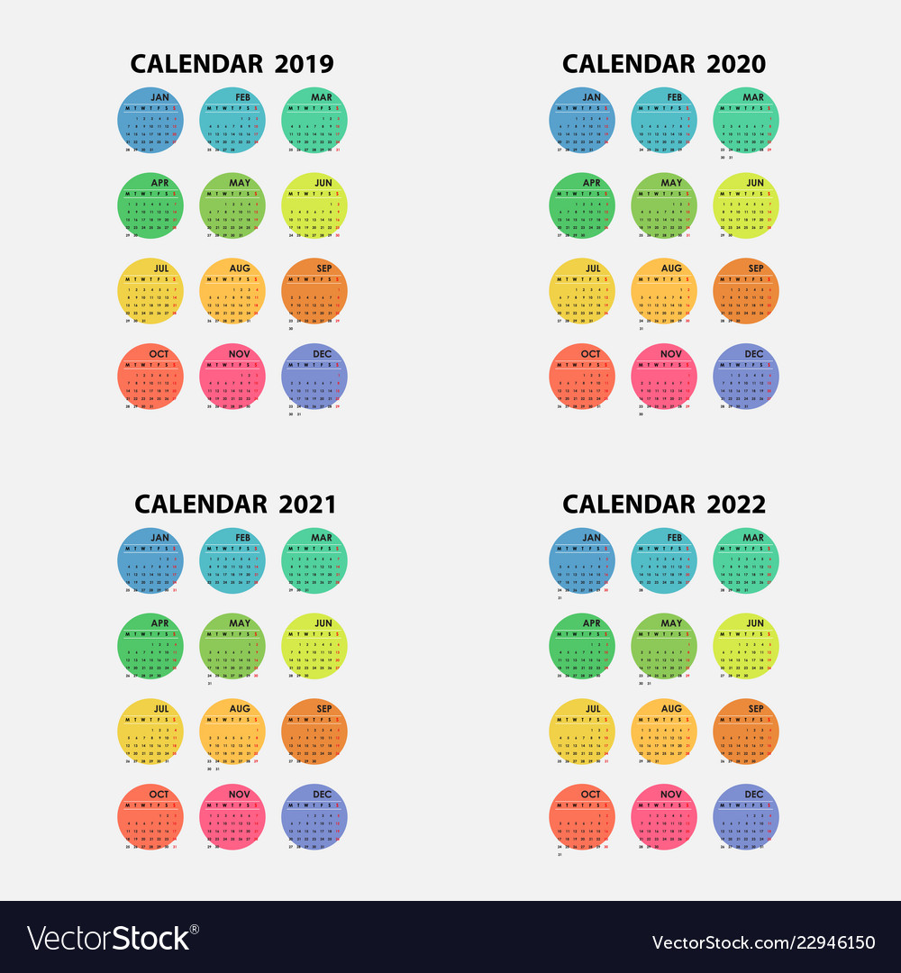 Yearly Calendar 2019-2022