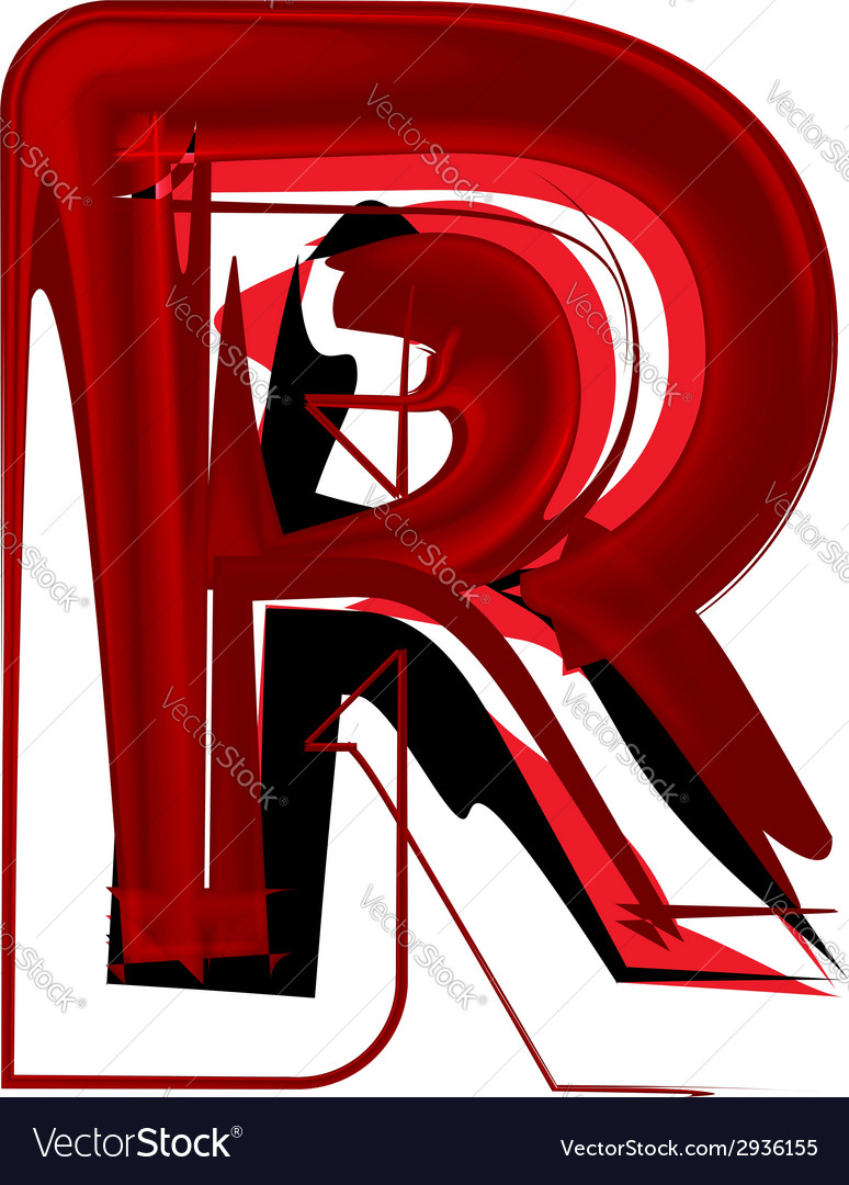 Artistic font letter r Royalty Free Vector Image