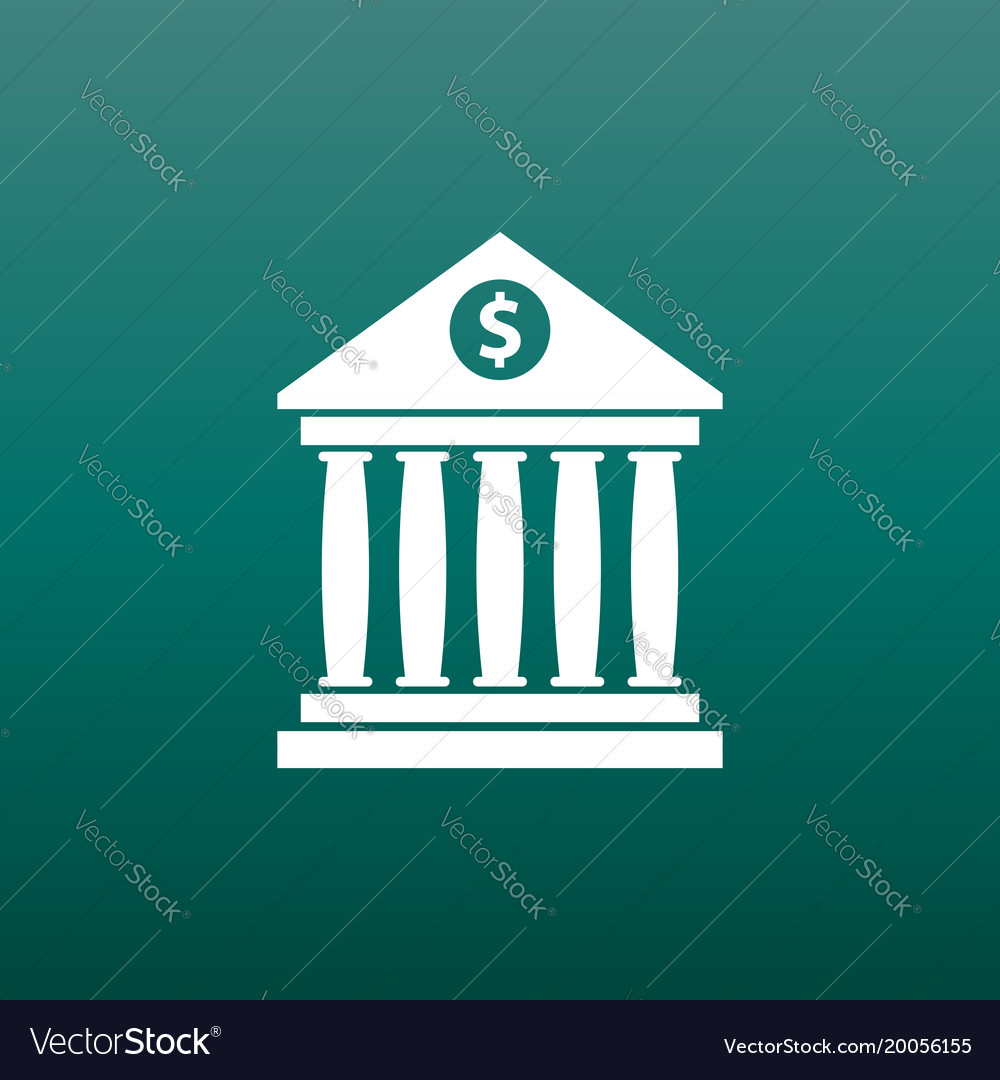 Bank building icon with dollar sign in flat style Vector Image