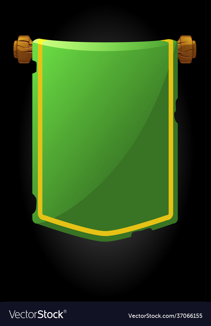 Banner panel old green flag for game Royalty Free Vector