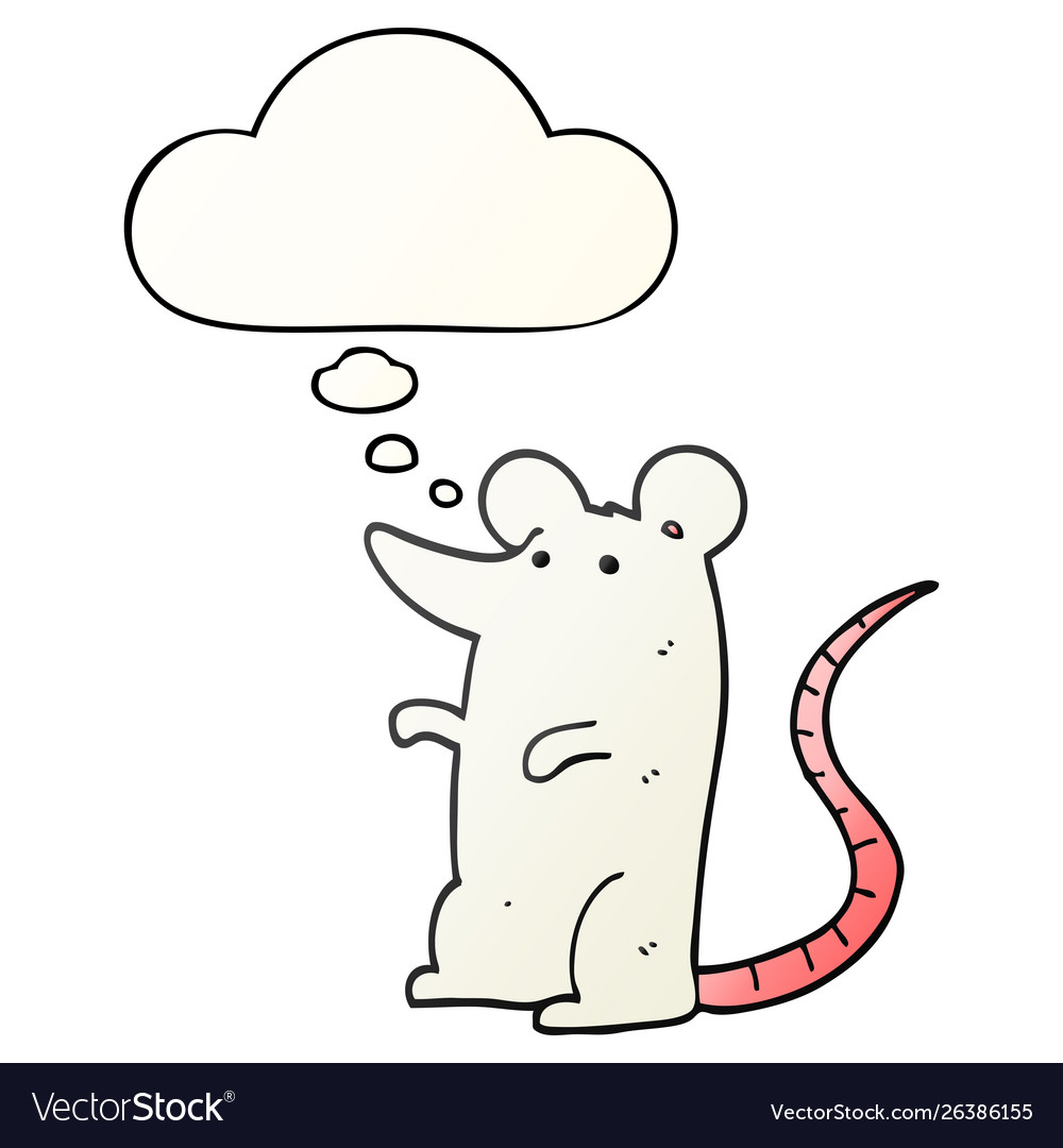 Cartoon rat and thought bubble in smooth gradient