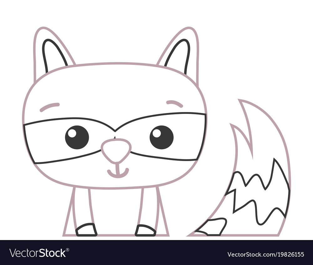 Color line adorable and surprised raccoon wild