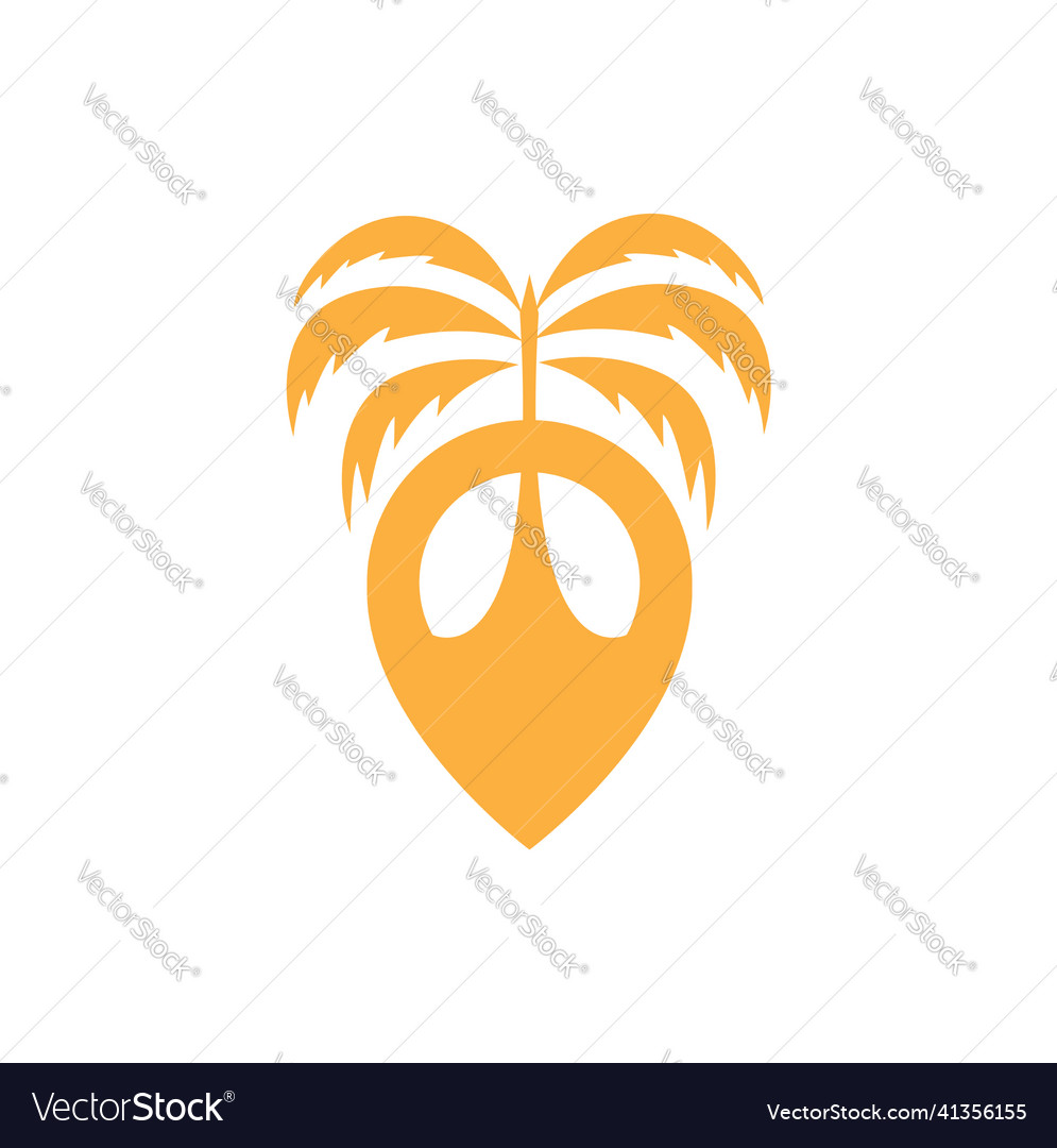 Flat colored pin map location with coconut tree