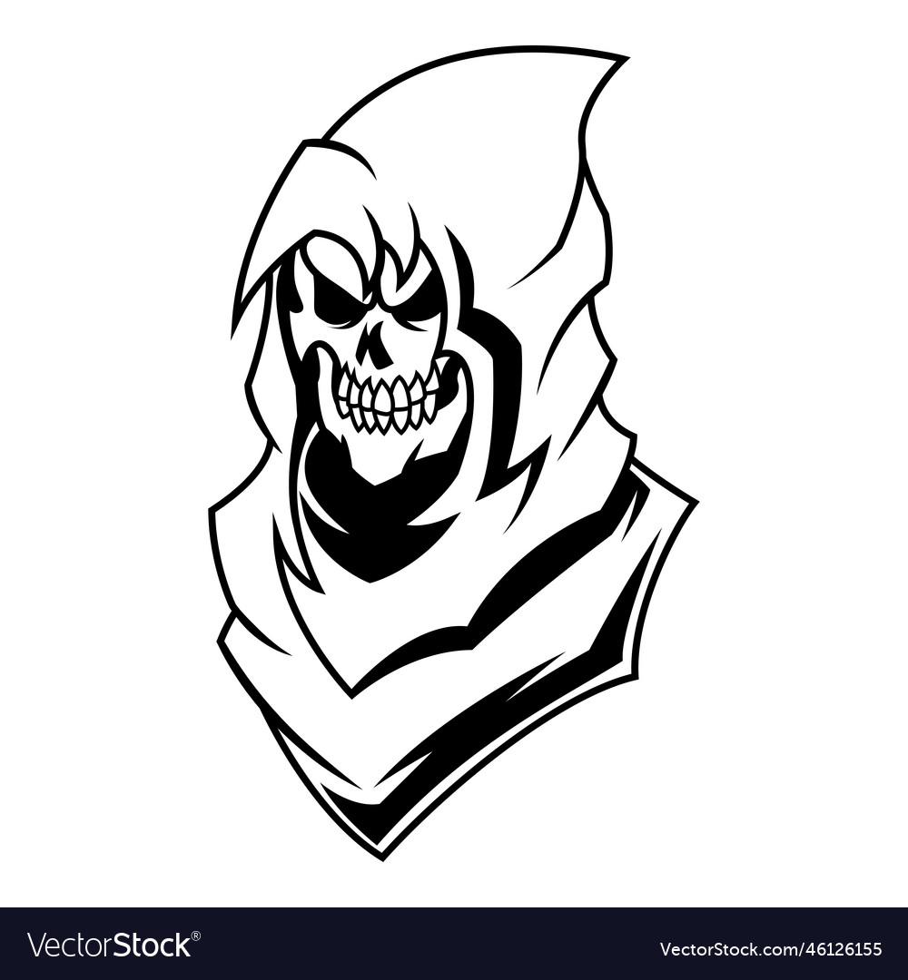 Grim reaper black and white logo design template Vector Image