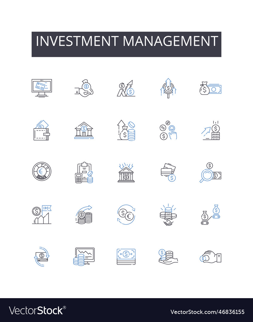 Investment management line icons collection