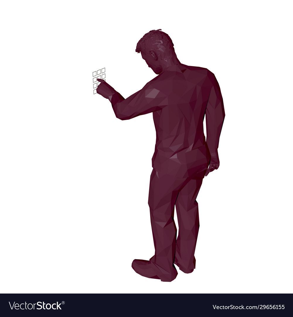 Man entering pin code 3d low poly