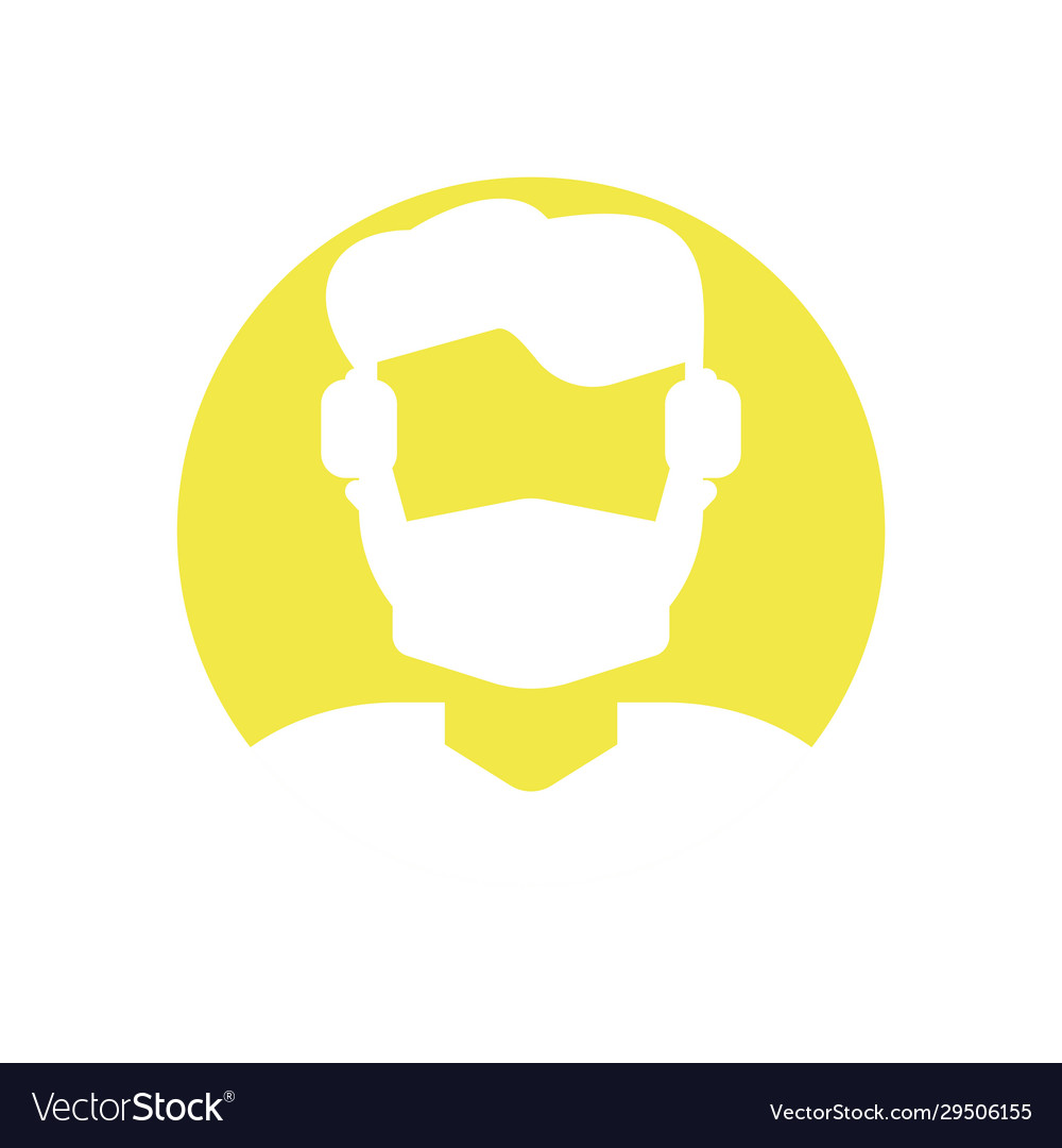 Man with mouth mask block style icon vector image Man with mouth mask block style icon