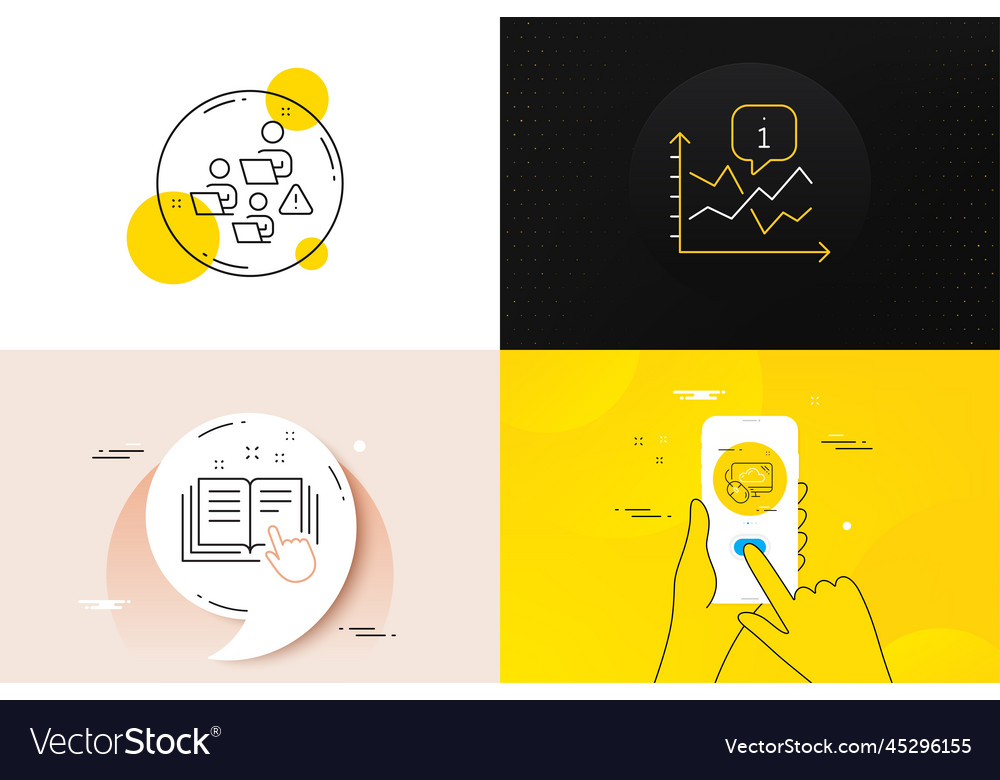 Minimal set of cloud computing teamwork and chart vector image Minimal set of cloud computing teamwork and chart