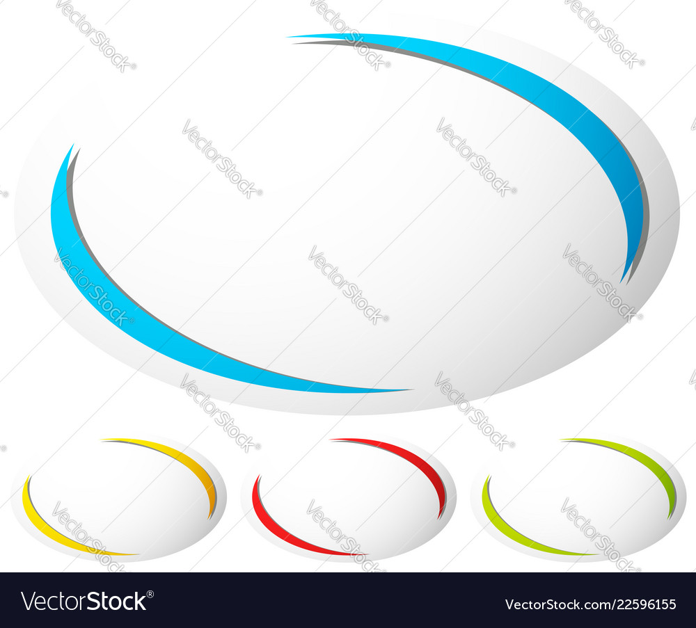 Oval ellipse badge button background set of 4
