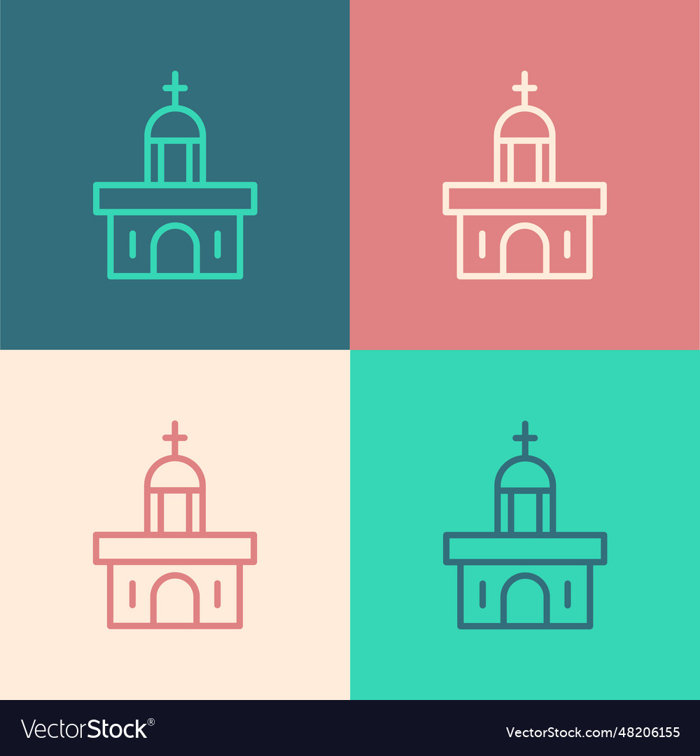 Pop Art Linie Kirche Gebäude Ikone isoliert vector image Pop Art Linie Kirche Gebäude Ikone isoliert
