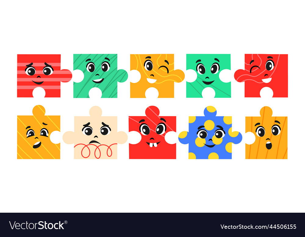 Puzzles faces set Royalty Free Vector Image VectorStock