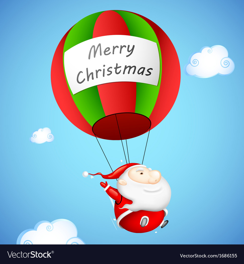 Santa claus in parachute