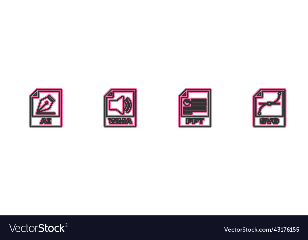 Set line ai file document ppt wma and svg icon Vector Image Set line ai file document ppt wma and svg icon