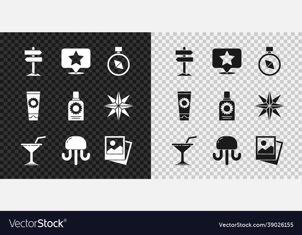 Set road traffic signpost map pointer with star vector image Set road traffic signpost map pointer with star