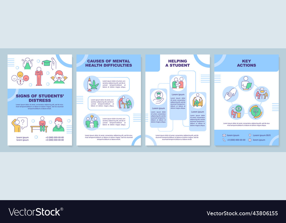 Signs Of Students Distress Blue Brochure Template Vector Image