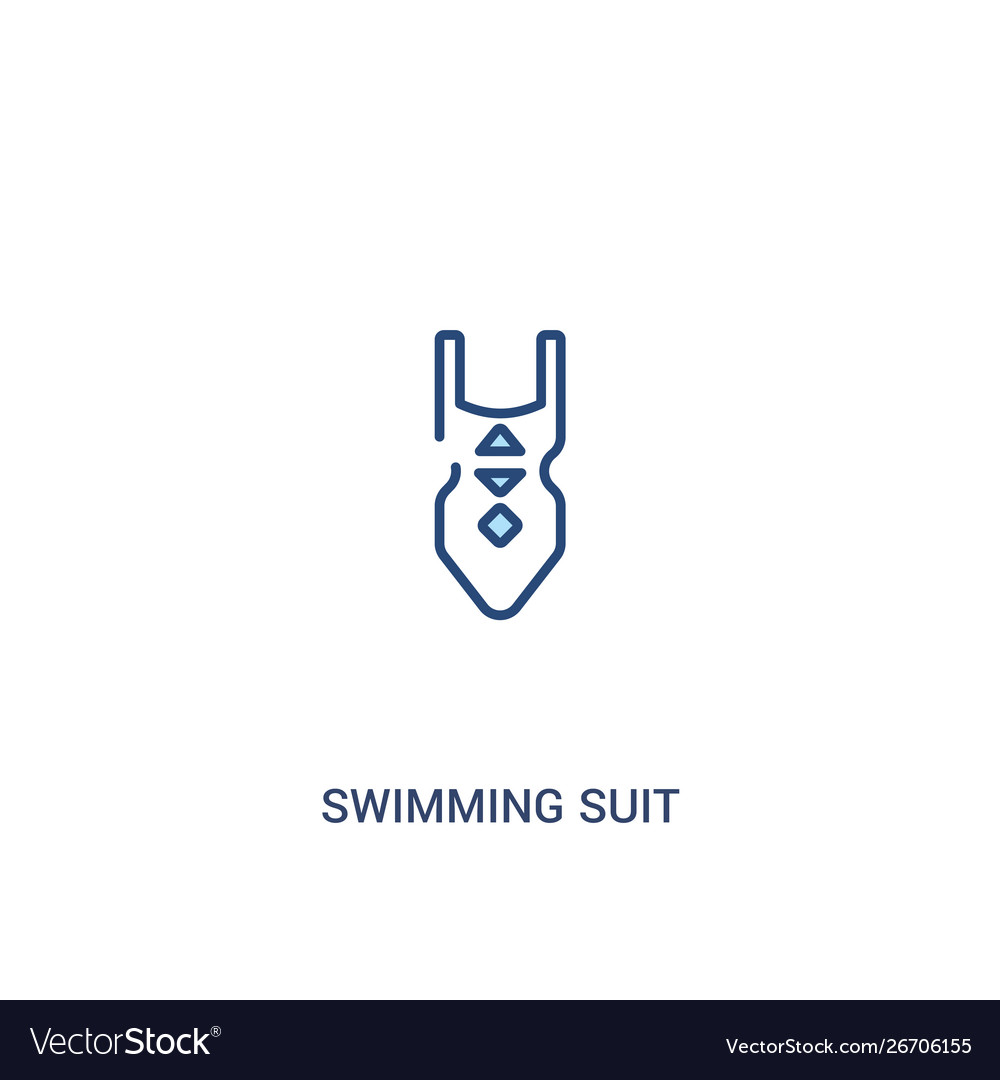 Swimming suit concept 2 colored icon simple line