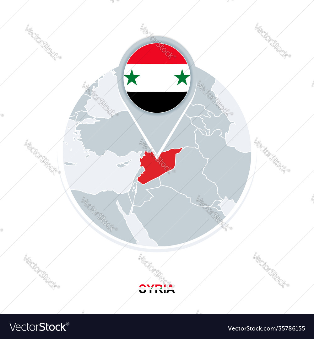 Syria map and flag icon with highlighted