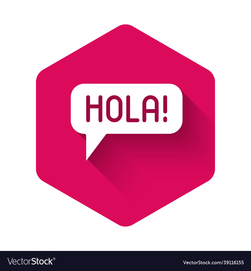White hola in different languages icon isolated