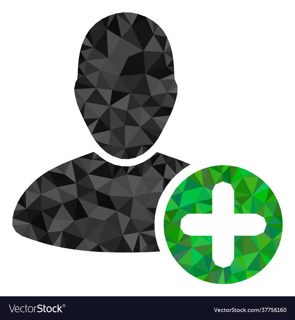 Add user triangle lowpoly flat icon vector image Add user triangle lowpoly flat icon
