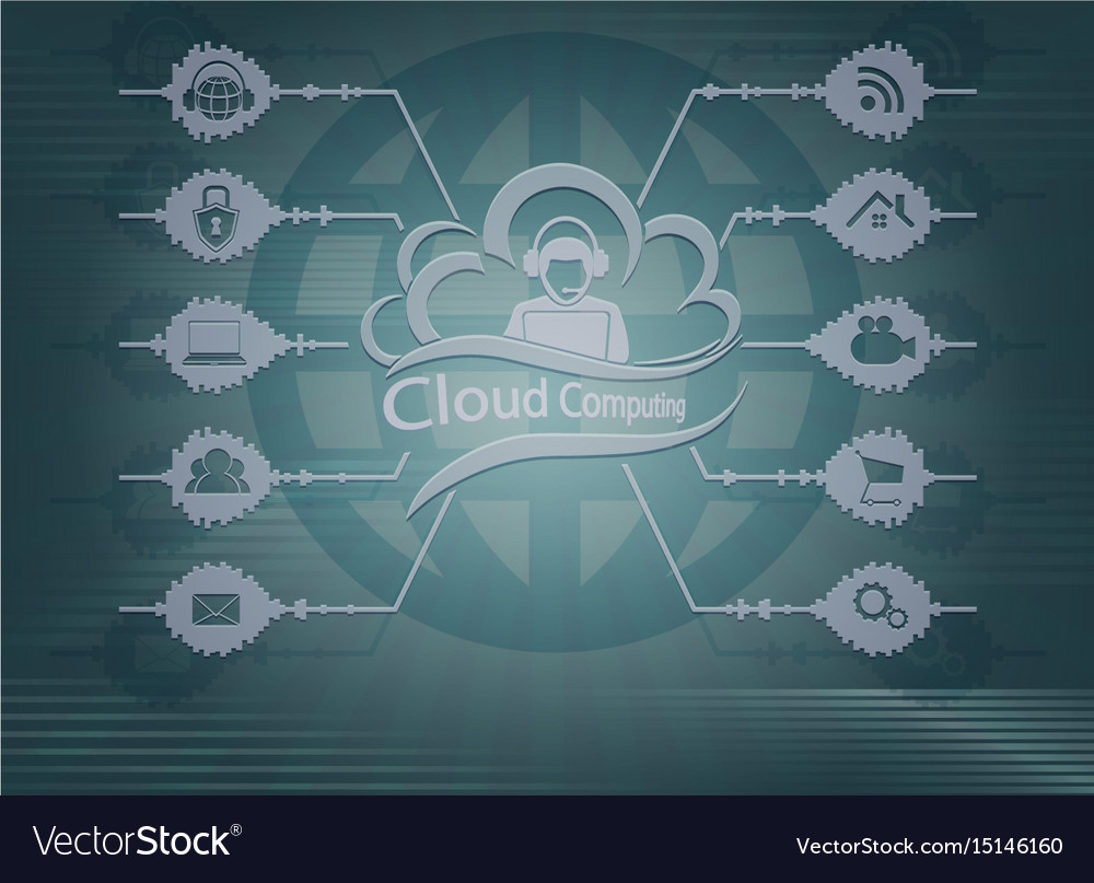 Blue background with computer cloud