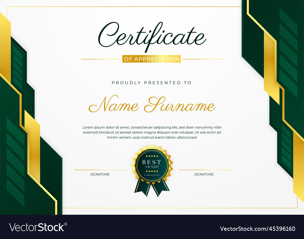 Certificate green template with modern luxury Vector Image