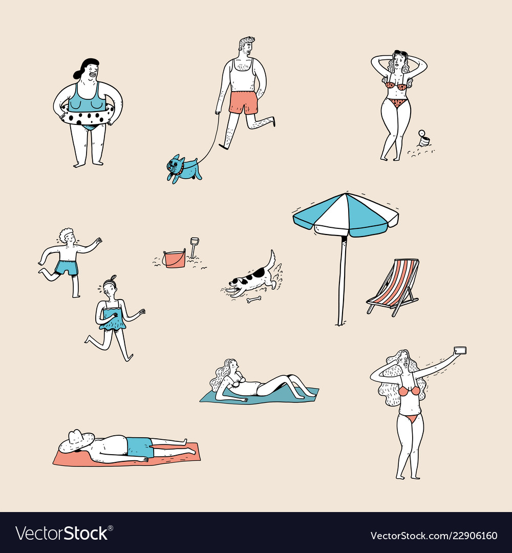 Collection of hand drawn people vector image Collection of hand drawn people