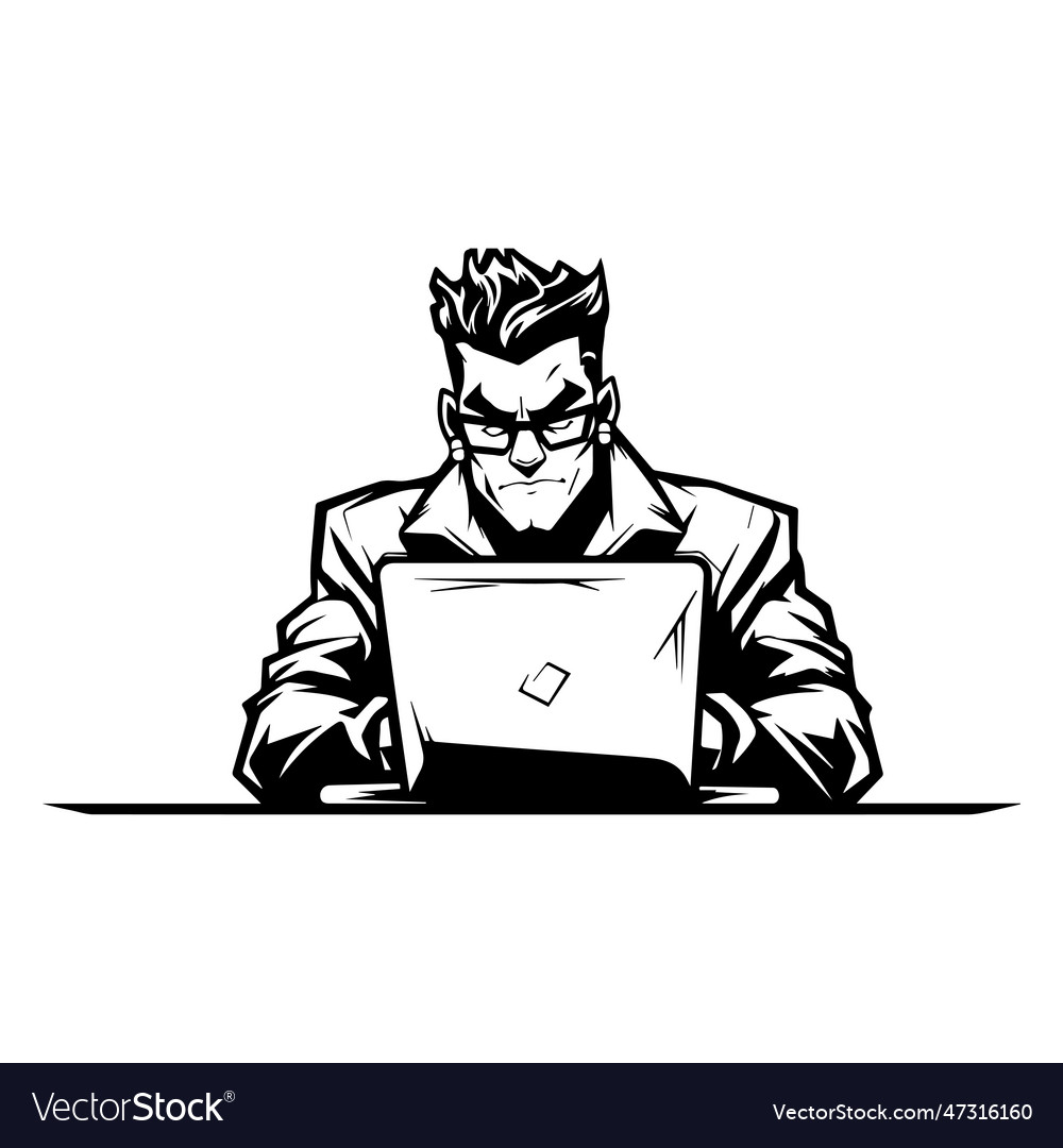 Focused software engineer immersed in coding Vector Image