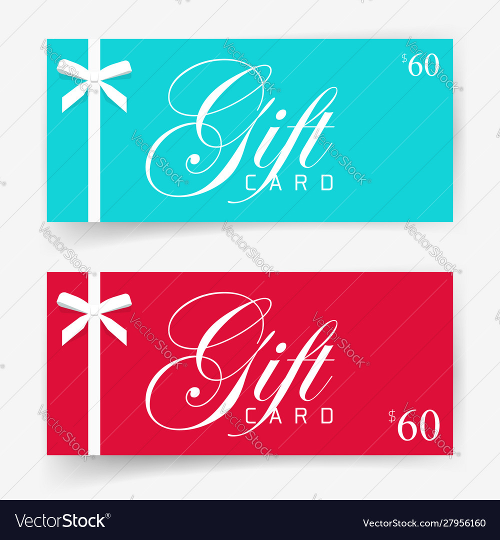 Gift card with thin white bow ribbon vector image Gift card with thin white bow ribbon