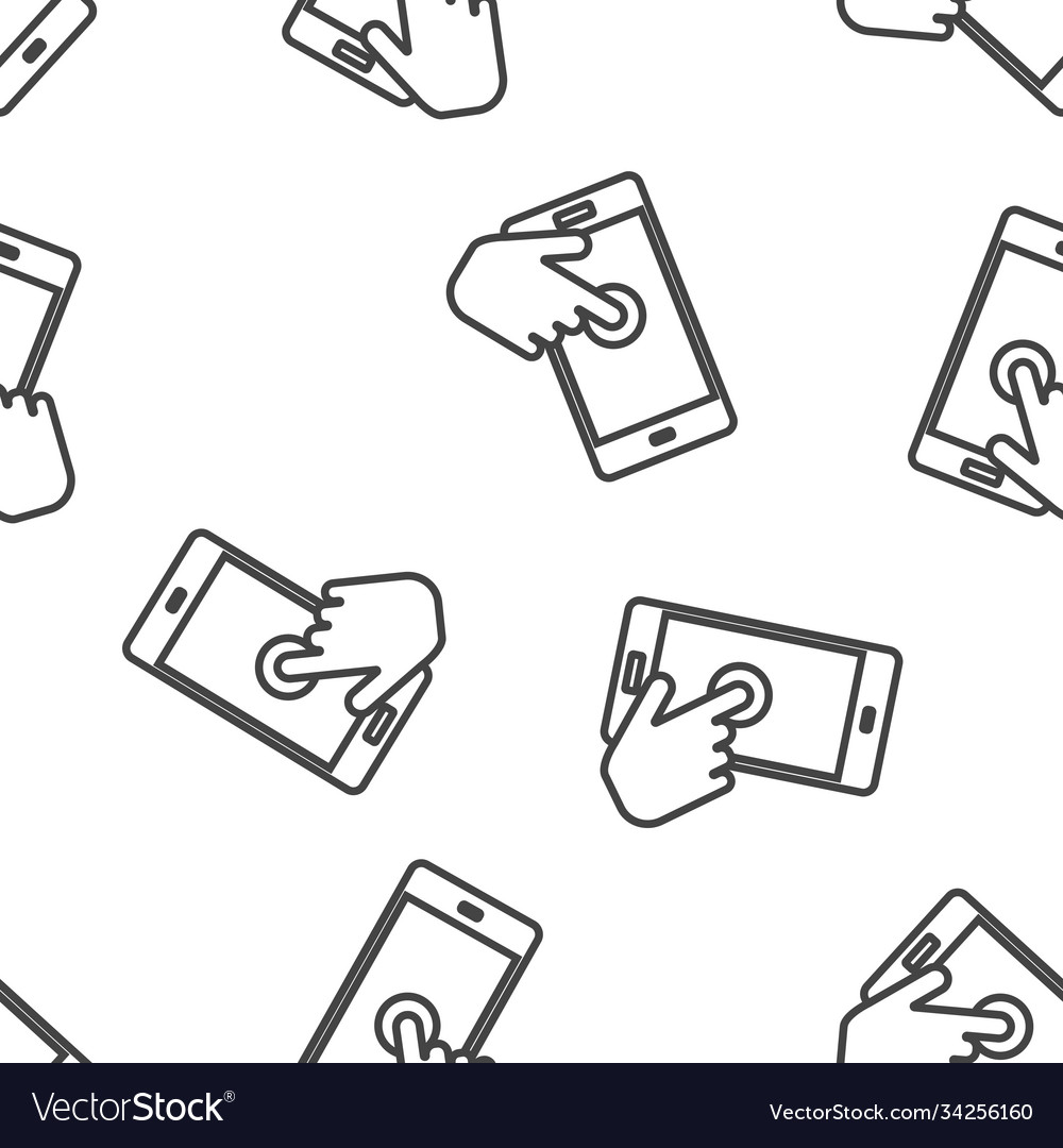 Hand clicks on button smartphone cursor vector image Hand clicks on button smartphone cursor