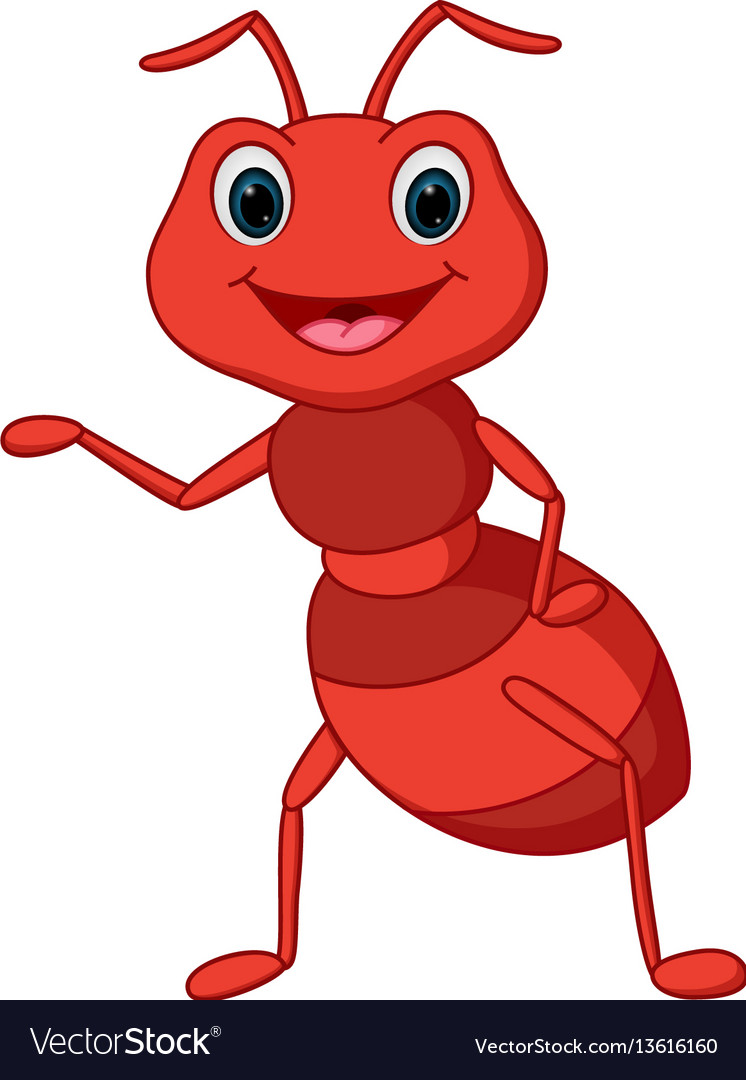 Happy ant cartoon presenting Royalty Free Vector Image