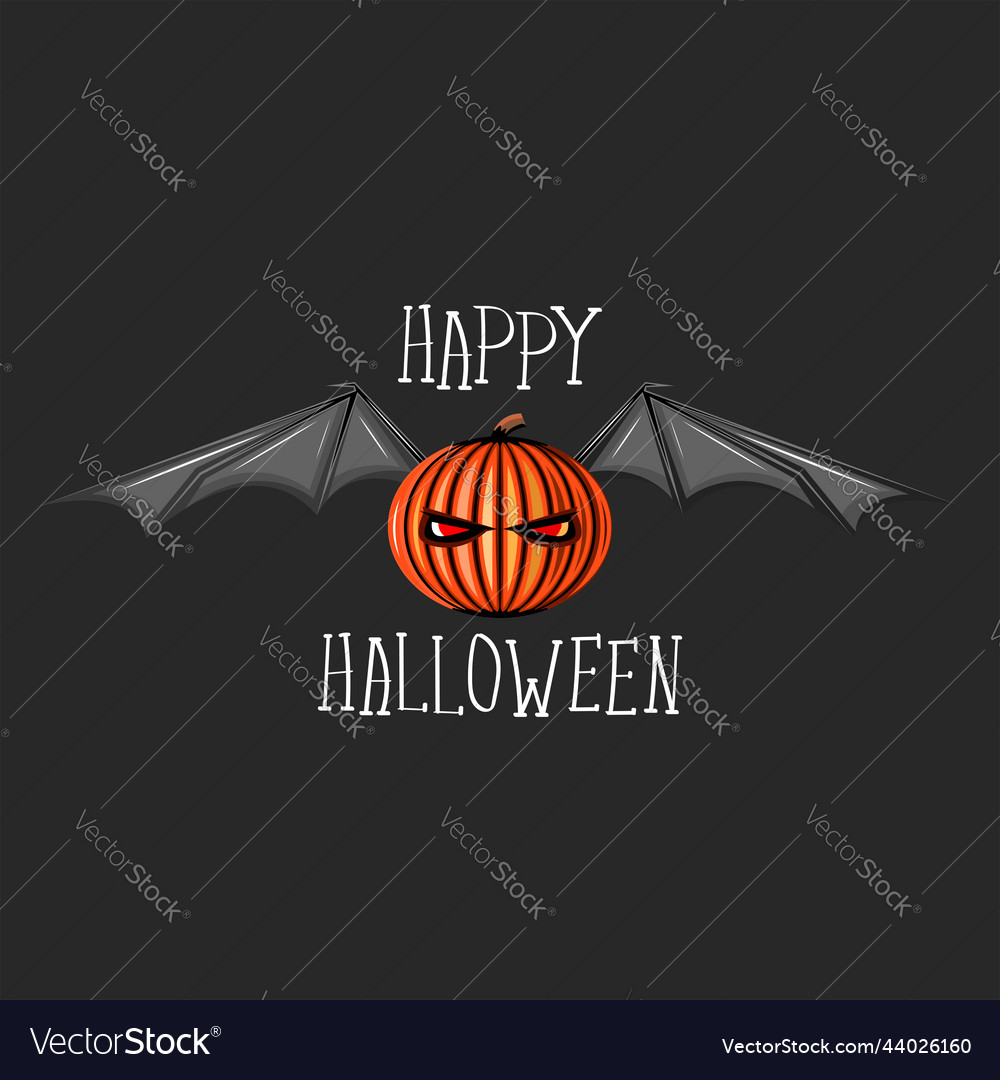 Happy halloween text poster evil pumpkin vector image Happy halloween text poster evil pumpkin