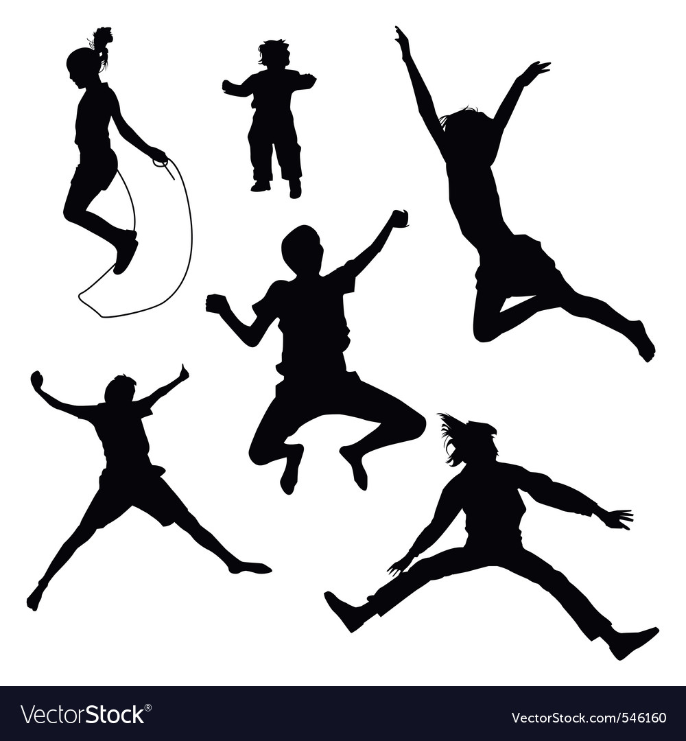 Kids Jumping Silhouettes