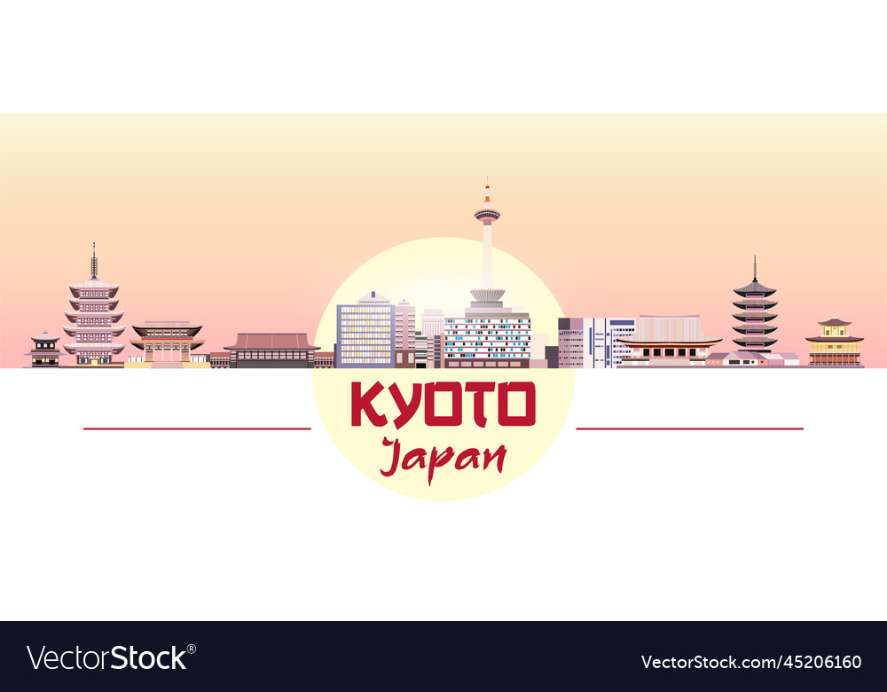 Kyoto Skyline in heller Farbpalette vector image Kyoto Skyline in heller Farbpalette