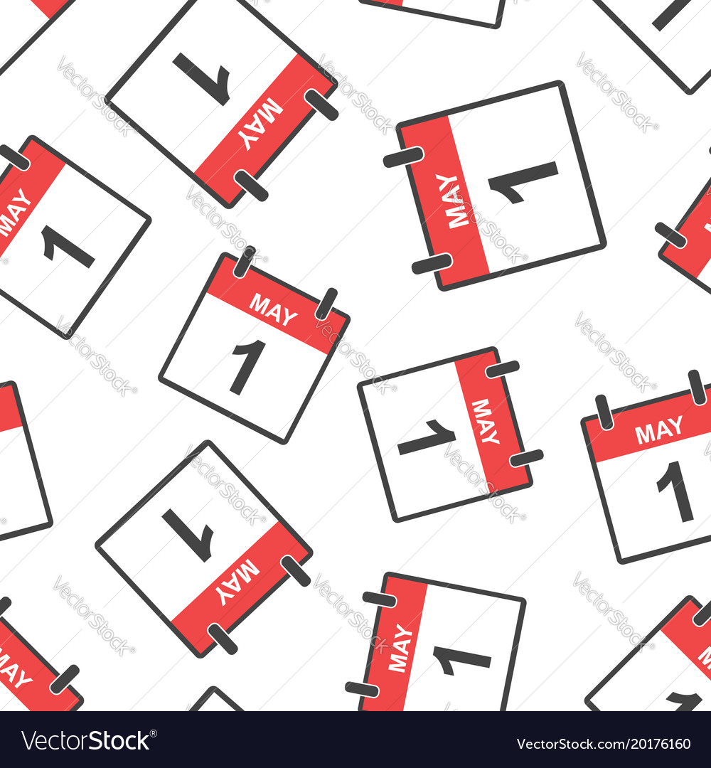 May 1 calendar page seamless pattern background