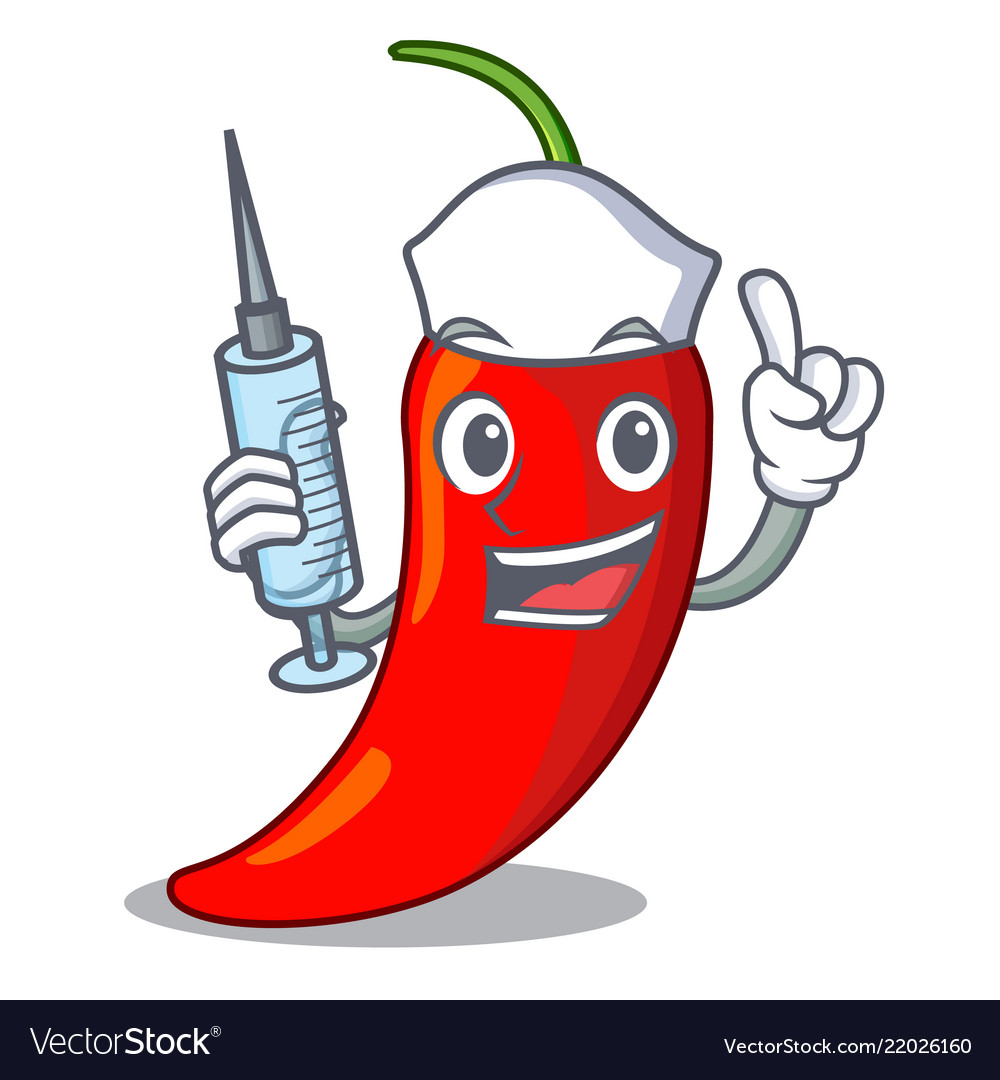 Nurse character red chili pepper for seasoning