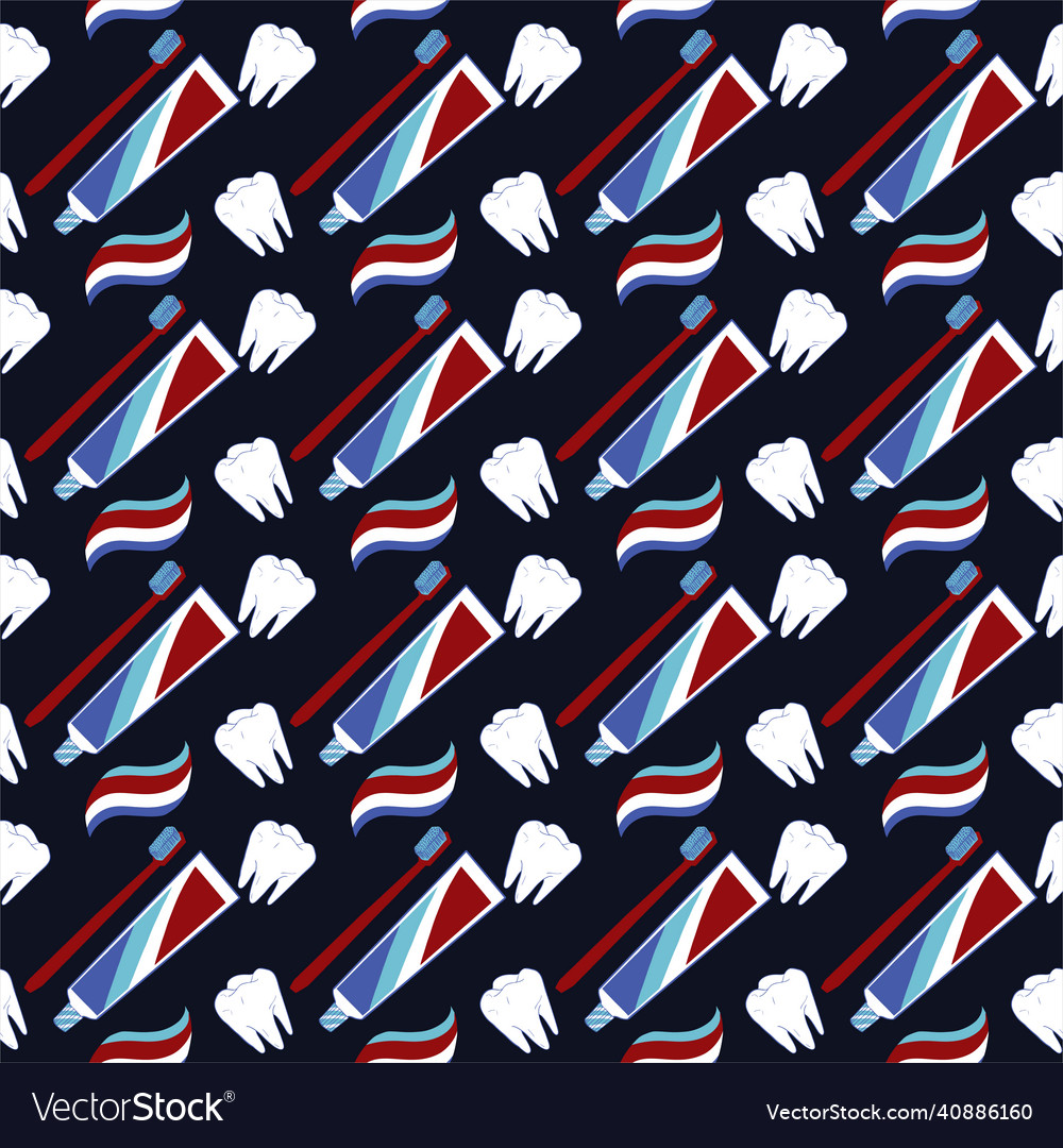 Seamless pattern toothpaste brush and teeth