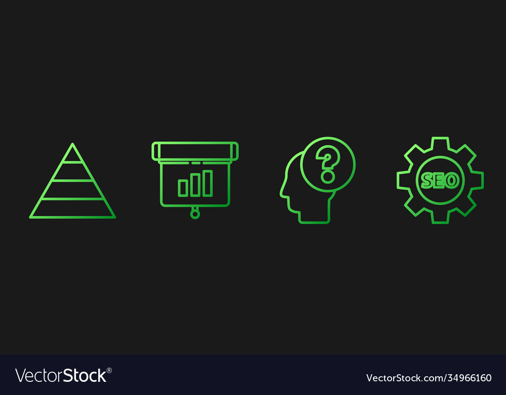 Set line human head with question mark pyramid