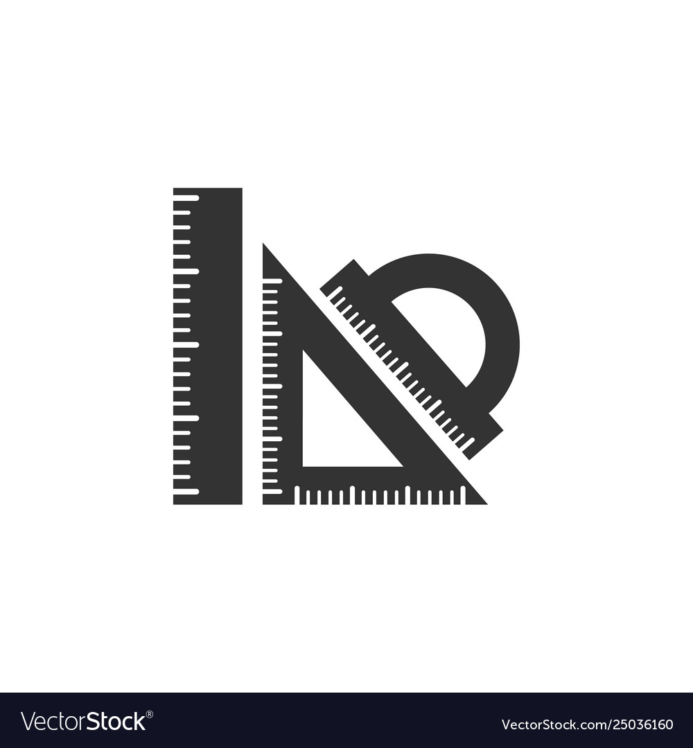 Set ruler triangular and protractor icon