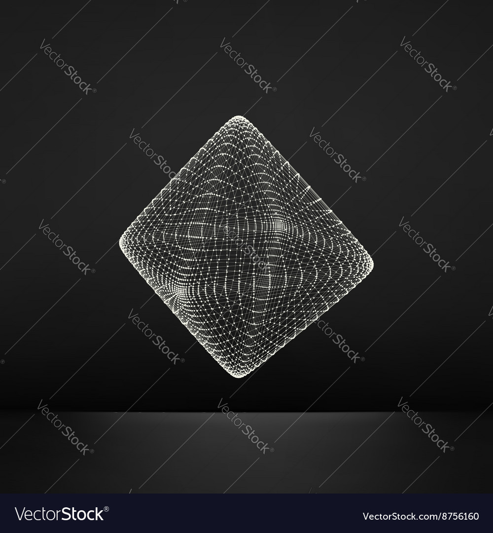 Transparent octahedron wireframe object