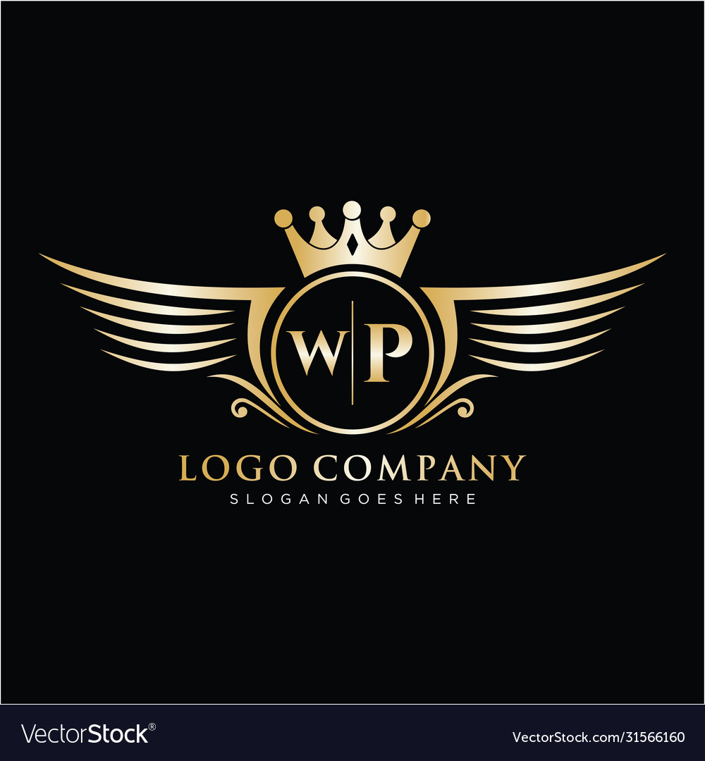 Wp letter initial with royal wing logo template