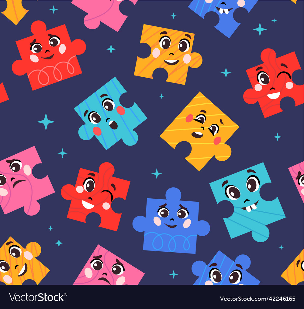 Abstract puzzle seamless pattern vector image Abstract puzzle seamless pattern