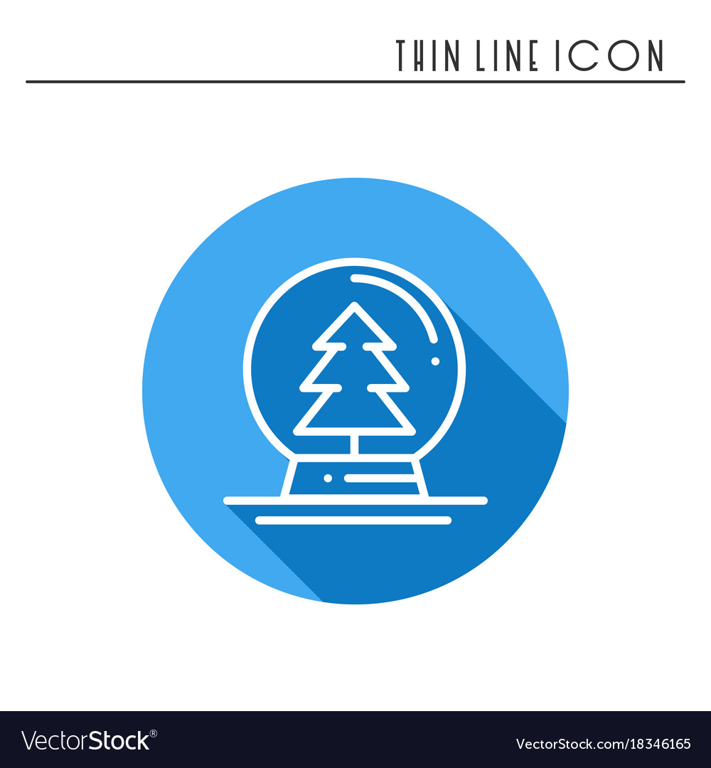 Christmas snow ball thin line icon tree