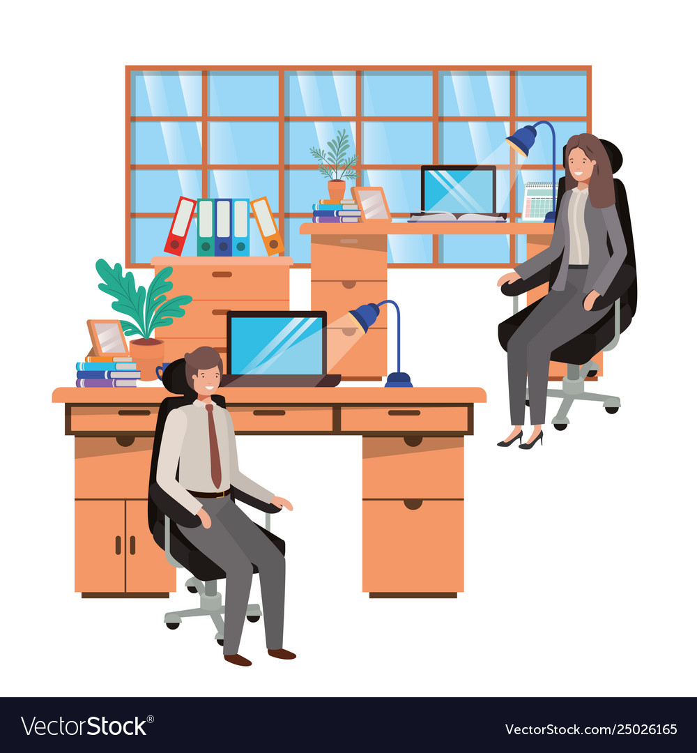 Couple Business In Work Office Avatar Royalty Free Vector