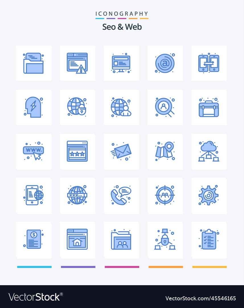 Creative seo web 25 blue icon pack