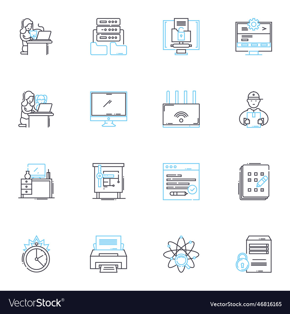 Cyber security linear icons set encryption vector image Cyber security linear icons set encryption