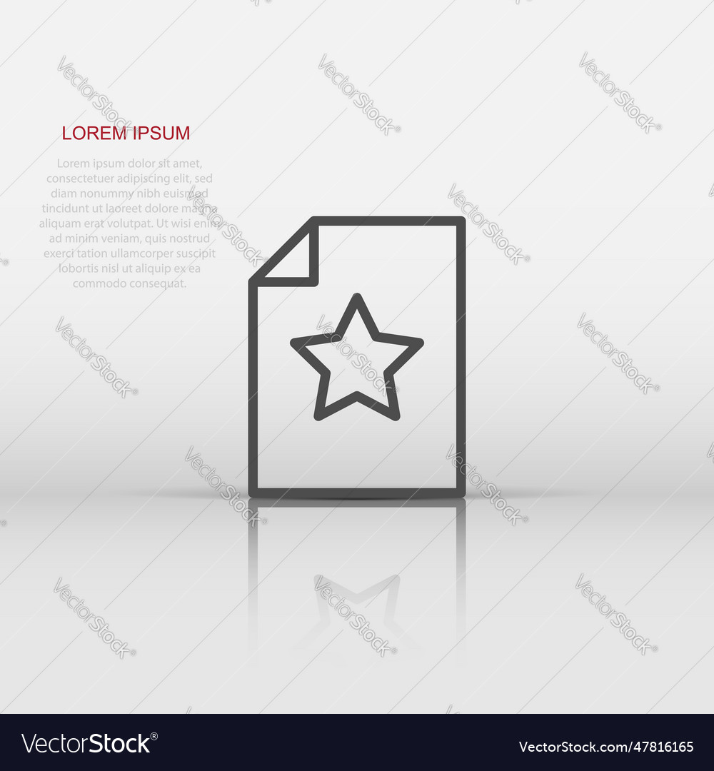 Document with star icon in flat style wish list
