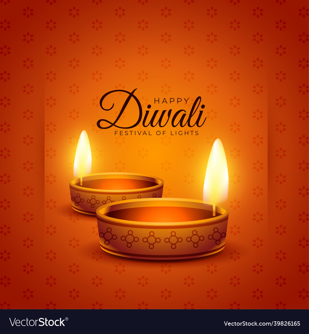 Festival of light happy diwali realistic diya Vector Image